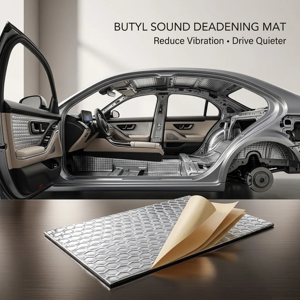 Car Butyl Sound Deadening Mat Self Adhesive Vibration Damping Sheet Aluminum Foil Noise Reduction Door Roof Floor Trunk 11x20cm