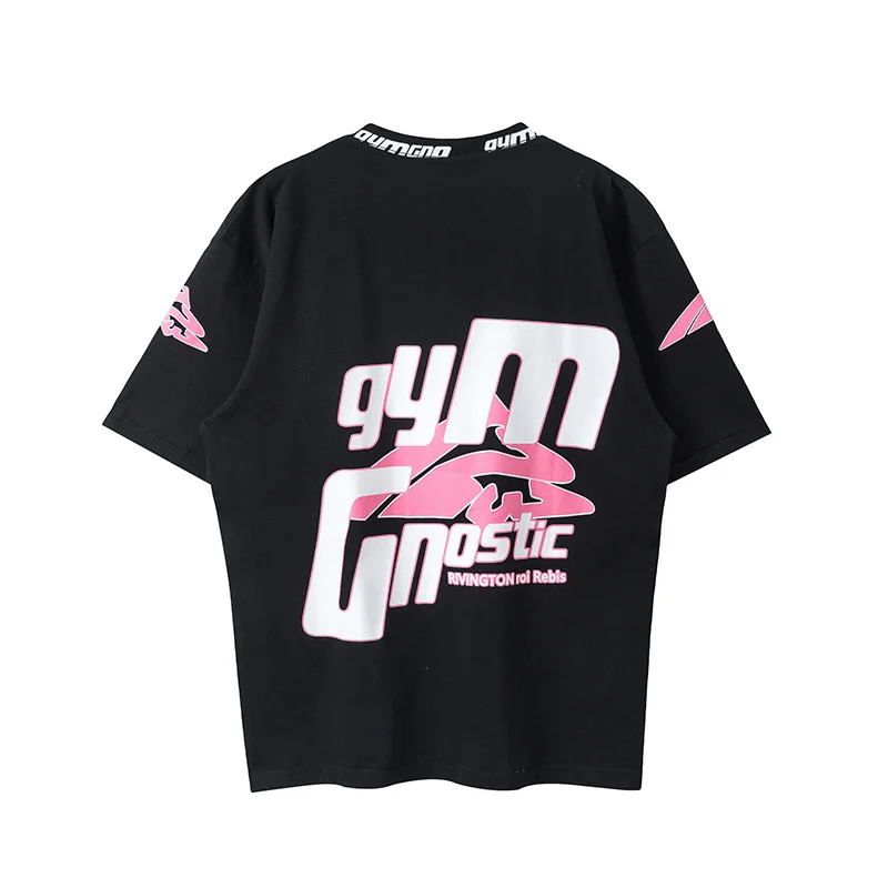 RRR123 High Street Graffiti Letters Printed Fasting For Faster T Shirt Summer Loose Round Neck Short Sleeve T Shirt Tops