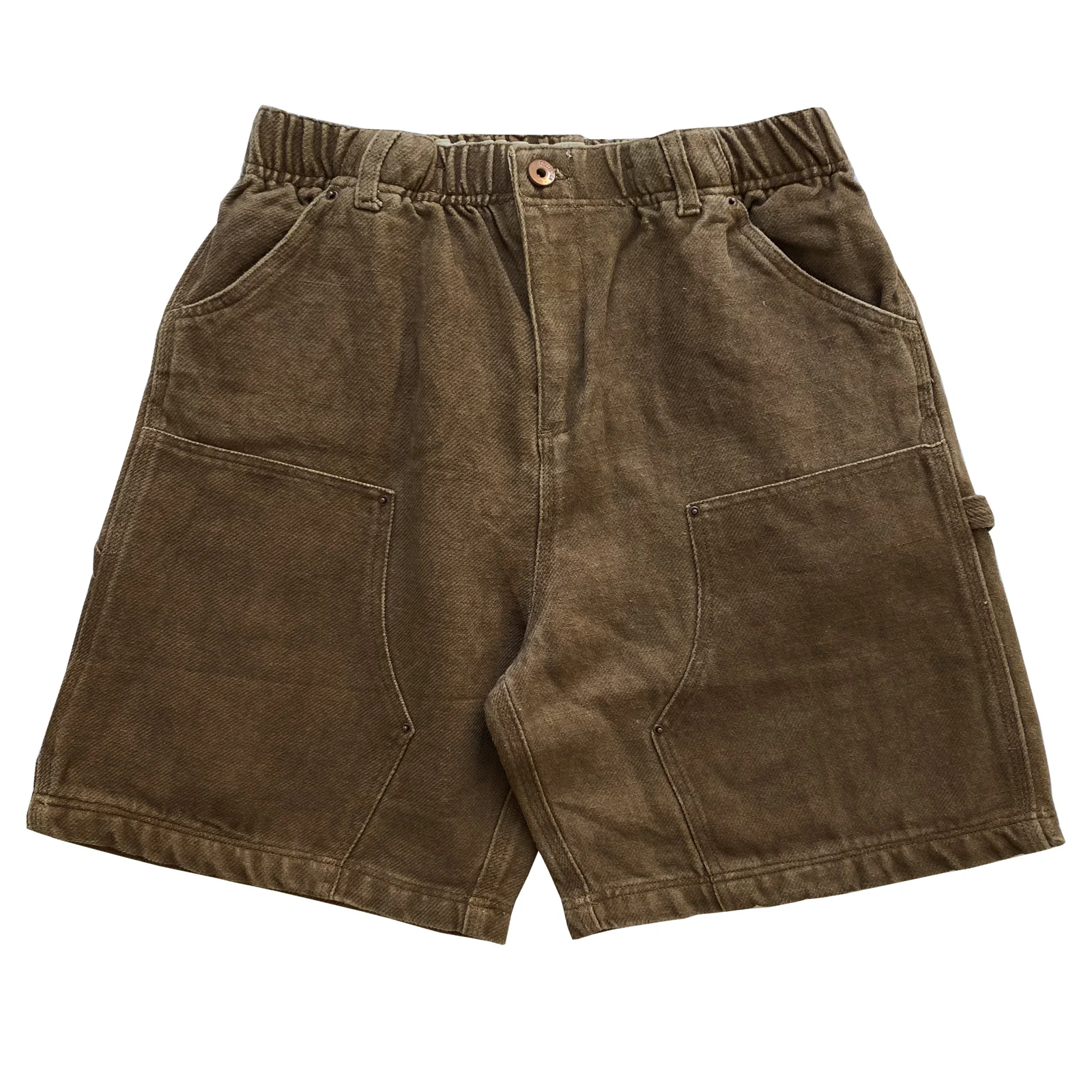 

American Sle Vintage Waed Cotton Linen Brown orts Loose Workwear Detroit Pants Casual Straight Leg Zipper mid Waist