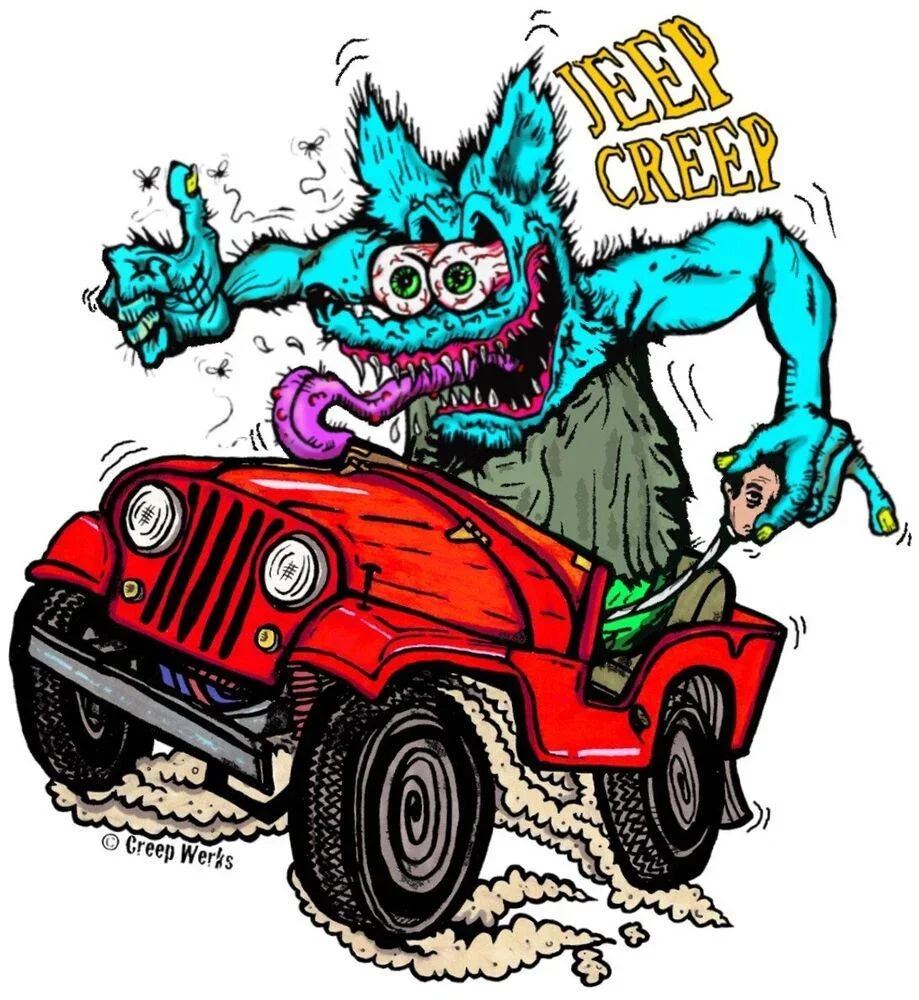 For Off-road Vehicle Crazy Wolf Creep vinyl decal sticker Rat Fink Moab SUV Ed Roth