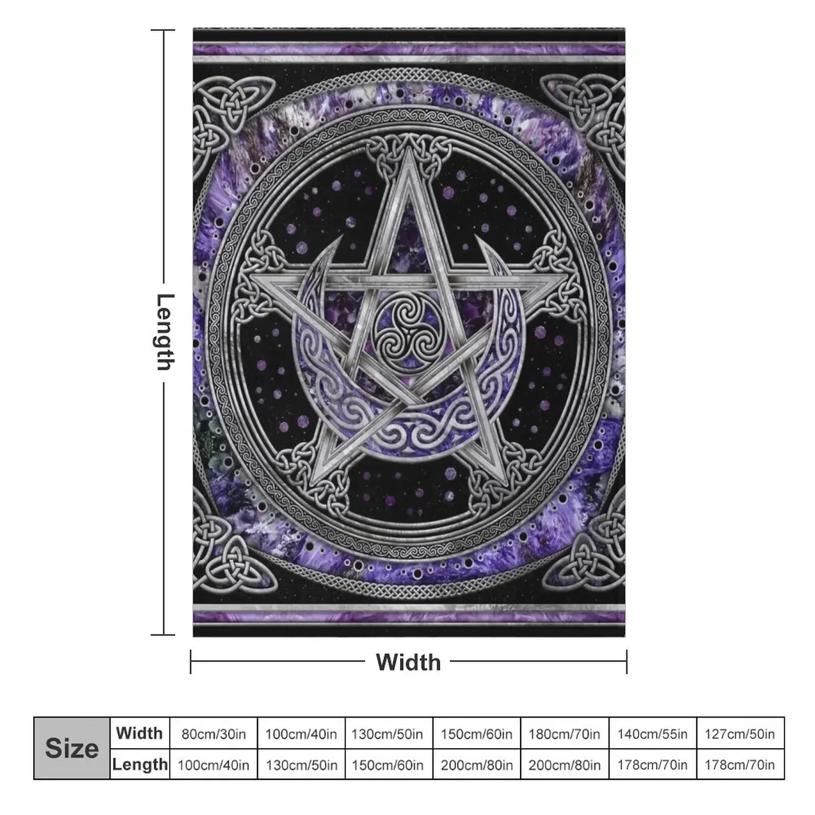 Pentagram Triskelion Amethyst Moon Throw Blanket Thins Cute Plaid Soft Plaid Blankets