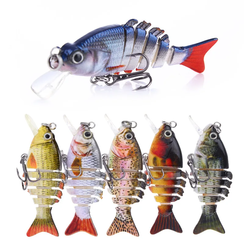 52MM 3G Sinking 6 Segements Multi Jointed Swimbait Minnow Fishing Lures For Mandarin Fish Pike Bass In Sea Lakes River Pond