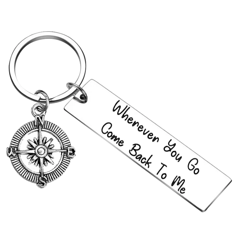 Wherever You Go Come Back to Me Keychain Pendant Couples Going Away Gift Key Chain Boyfriend Husband Gift