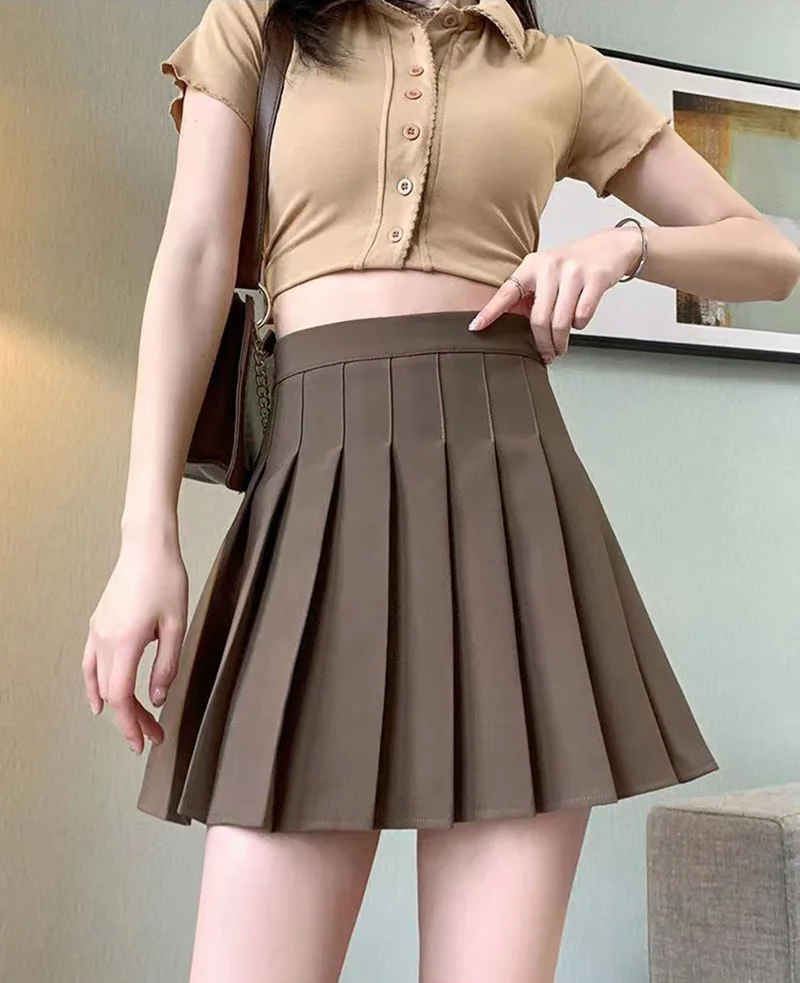 Pleated Skirt Women's Half Skirt New High Waisted and Slim with Liningsmall Student Dress College Style Anti Glare