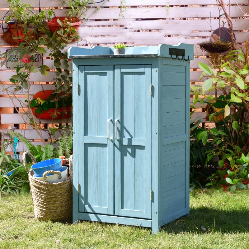 Outdoor storage cabinet sorting storage balcony courtyard solid wood anti-corrosion water drying console pastoral shoe cabinet