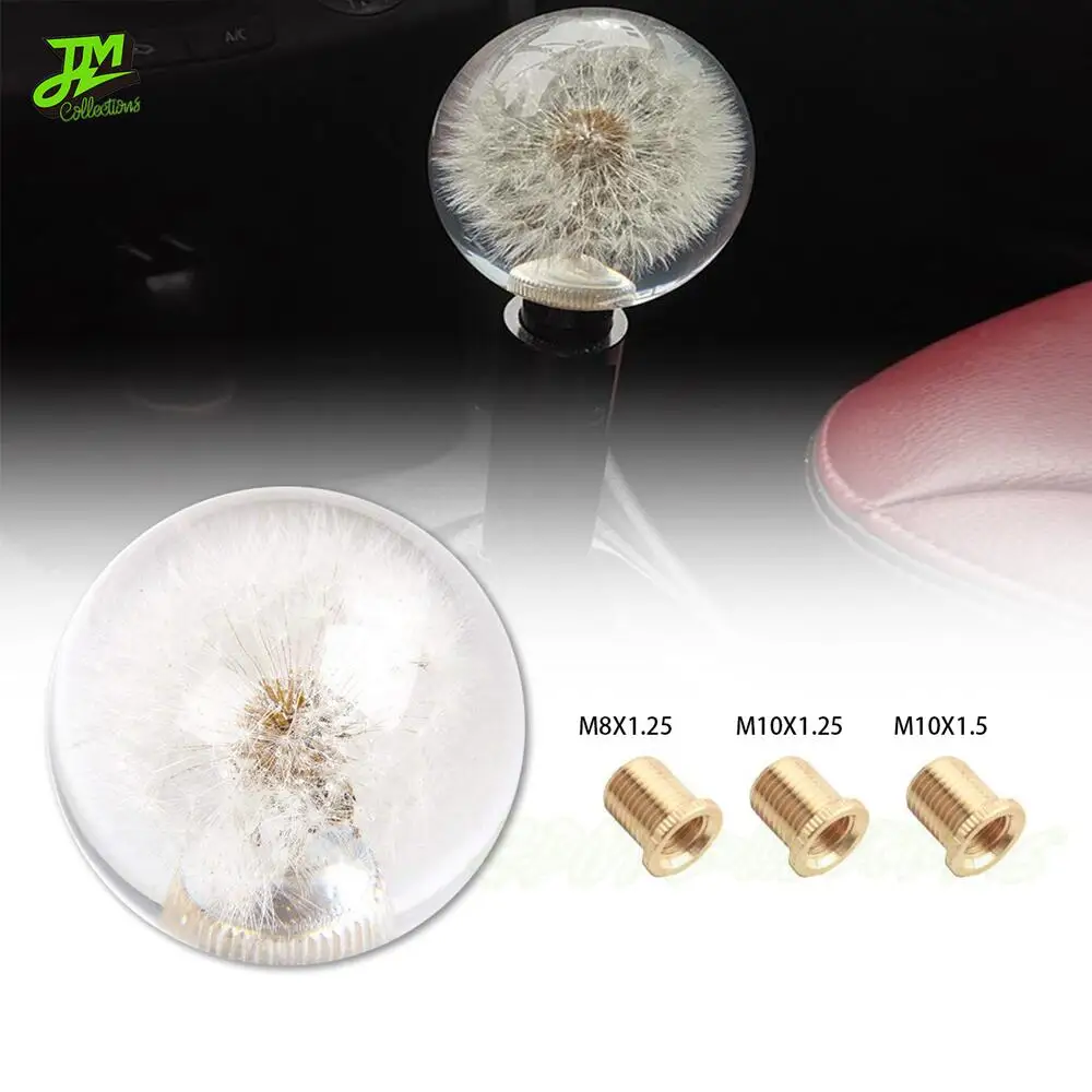 Real Flowers Car Gear Shift Knob 70MM Racing Crystal Ball Dandelion For Auto Universal Manual Transmission Interior Accessories