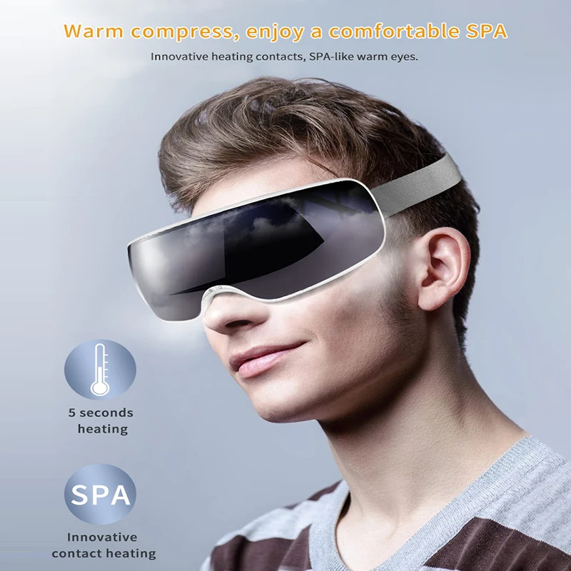 Foldable Eye Massager with Heat Vibration Bluetooth Visual Eye Care Instrument Glasses EMS Hot Compress Fatigue Pouch Wrinkle