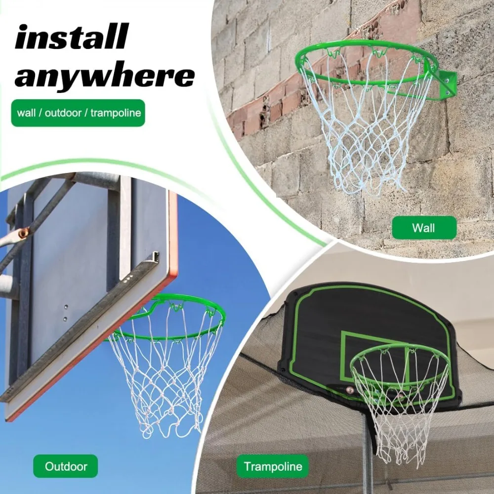 بديل حافة كرة السلة بفتحتين للترامبولين بطول 14 قدمًا/16 قدمًا وحامل على الحائط، ملحقات رياضية خارجية #6