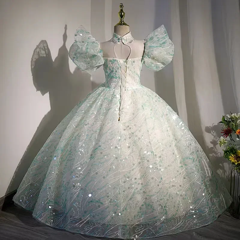 Robe de Rhen dentelle à plusieurs niveaux pour enfants, appliques mignonnes, robes de demoiselle d'honneur pour mariage, première communion, fête d'anniversaire, 2023