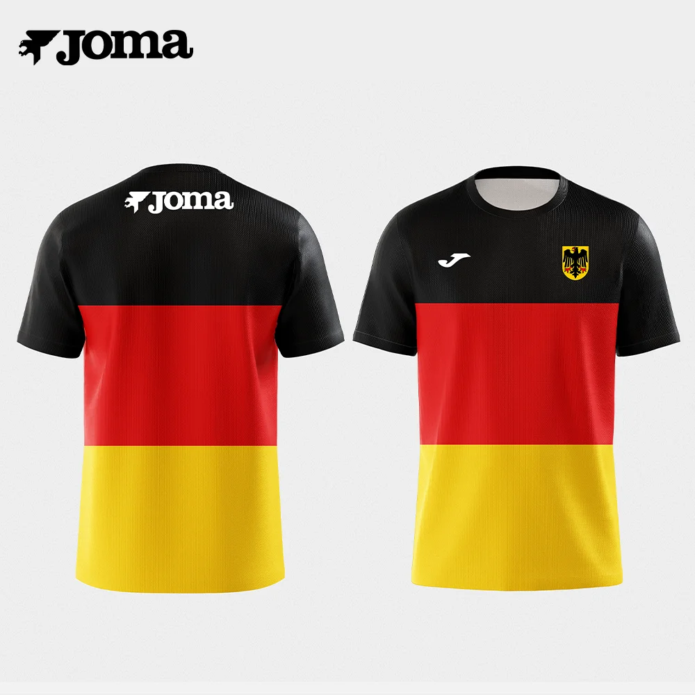 تي شيرت JOMA Summer German ثلاثي الأبعاد مطبوع بأكمام قصيرة للرجال لممارسة الرياضة في الهواء الطلق واللياقة البدنية والجري عالي الجودة سريع الجفاف وجيد التهوية #1