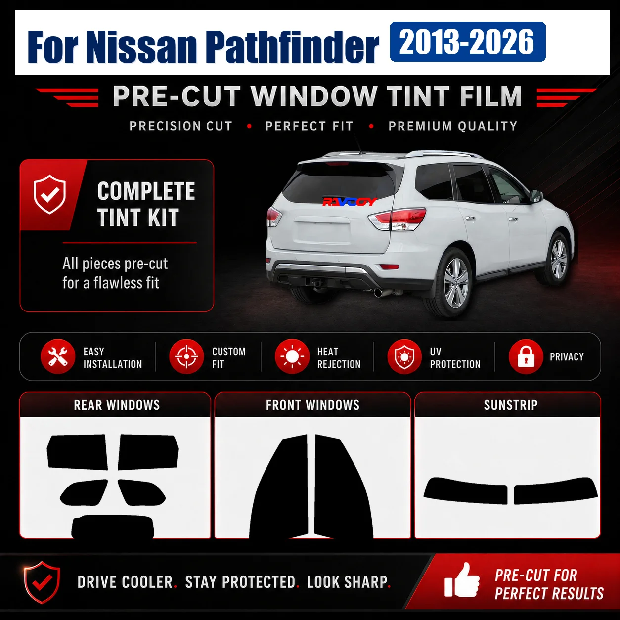 For Nissan Pathfinder 2013-2026 Sun Shade Film Pro-Grade Complete Window Precut Glass Kit