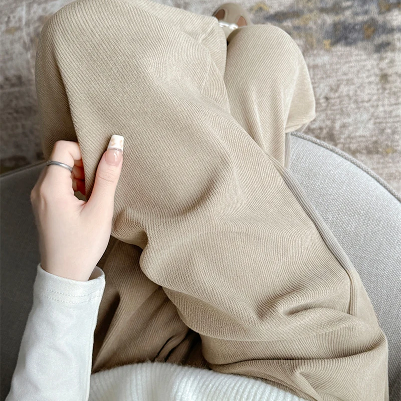 

Удобные однотонные вельветовые длинные брюки для женщин, осенние корейские костюмные брюки с высокой талией, женские повседневные брюки на молнии на пуговицах Mujer