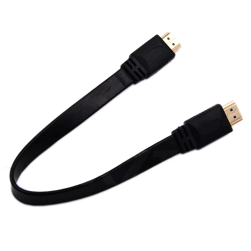 Black 30cm Full HD Short HDMI-compatible Cable Support 3D Male to Male Plug Flat Cable Cord for Audio Video HDTV TV High Quality