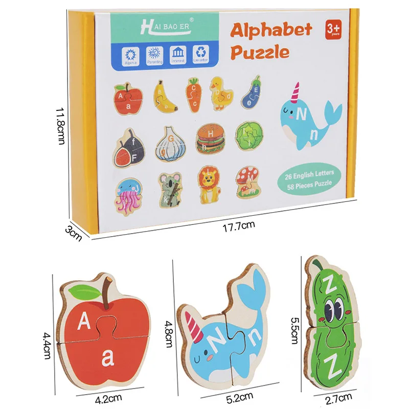 Wooden Letters Cognitive Matching Puzzle 26 Alphabet Puzzle Game Early Education Learning Educational Toys For Children Kids