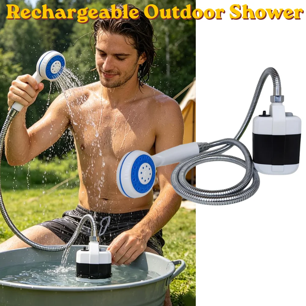 ABS Portable Electric Shower Pump With Water Filter Suction Cup Hook For Garden Watering Pet Car Outdoor Cleaning