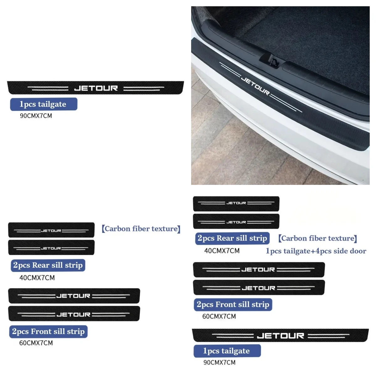 Car Carbon Fiber Door Entry Sill Scratch‑Proof Protection Strip for Chery Jetour X70 X90 X95 Dashing Exterior Decor Accessory