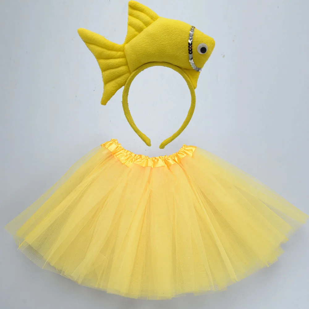 Jupe Tutu en Forme de Poisson Écologique pour Enfant Fille, Bandeau de Sauna en Forme de Crabe, Queue d'Assaut, Costume de Cosplay pour ixd'Anniversaire et Halloween