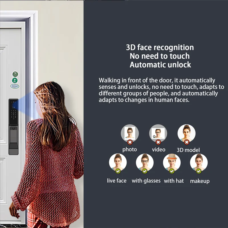 Outdoor waterproofing Face Fingerprint Password Smart Door Lock With Camera WiFi Tuya APP Remote Voice Intercom Electronic Lock