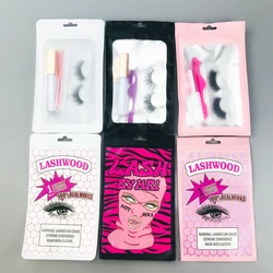 Lashwood Lash Bags Customize Logo Sticker Wholesale Eyelash Packaging Ziplock Bag Makeup 25mm Lashes Package Label Bulk Supplier