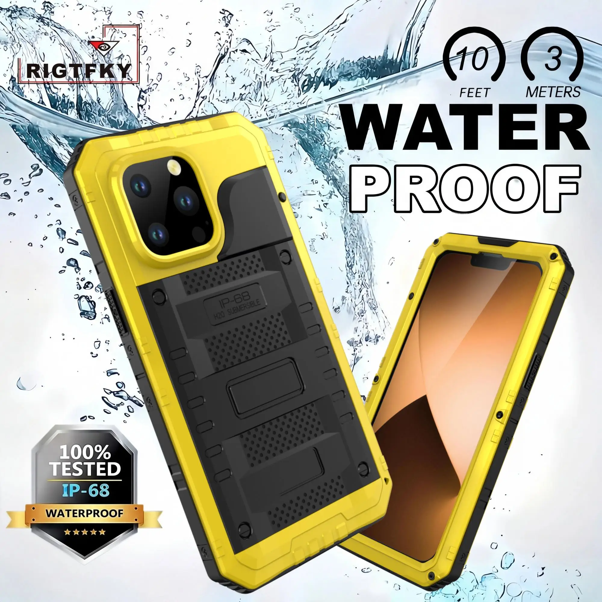 

Metal Heavy Duty Shockproof Case For Iphone 15 14 Plus 13 Pro Max Waterproof Case IP68 Full Protection Swimming Snorkeling Cover