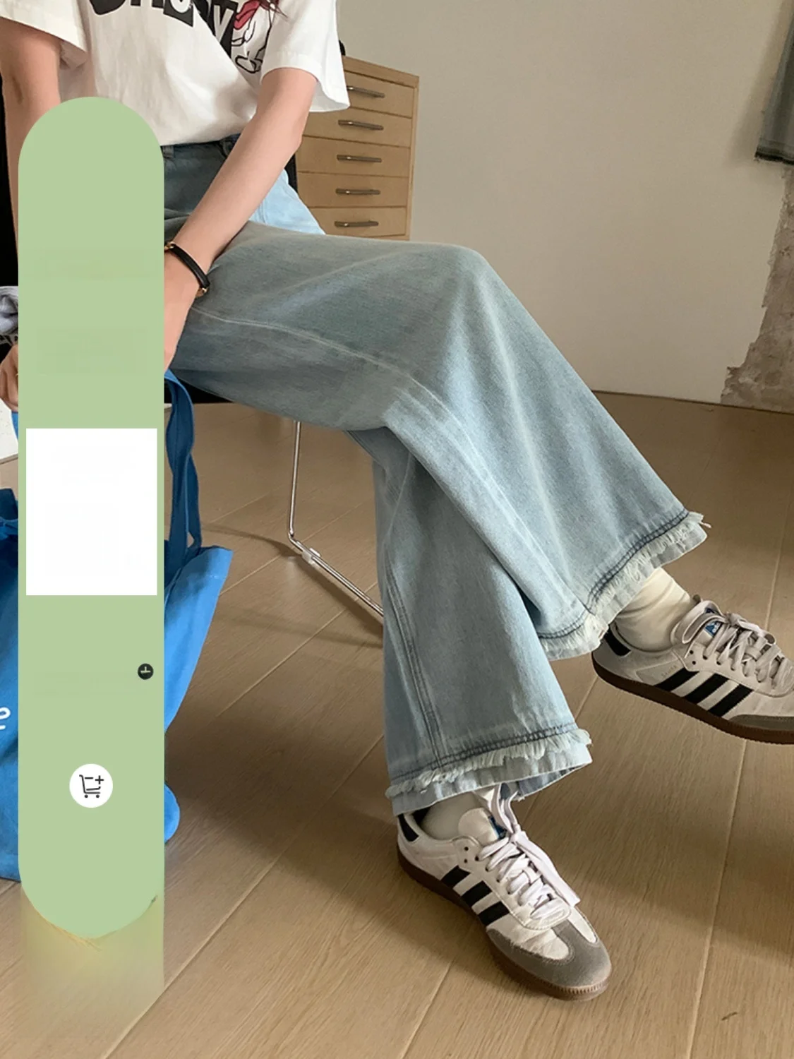 

Свободные широкие джинсы в Корейском стиле с волнистым узором, новинка зимы, утягивающие брюки с высокой талией, застежка-молния, чистый цвет