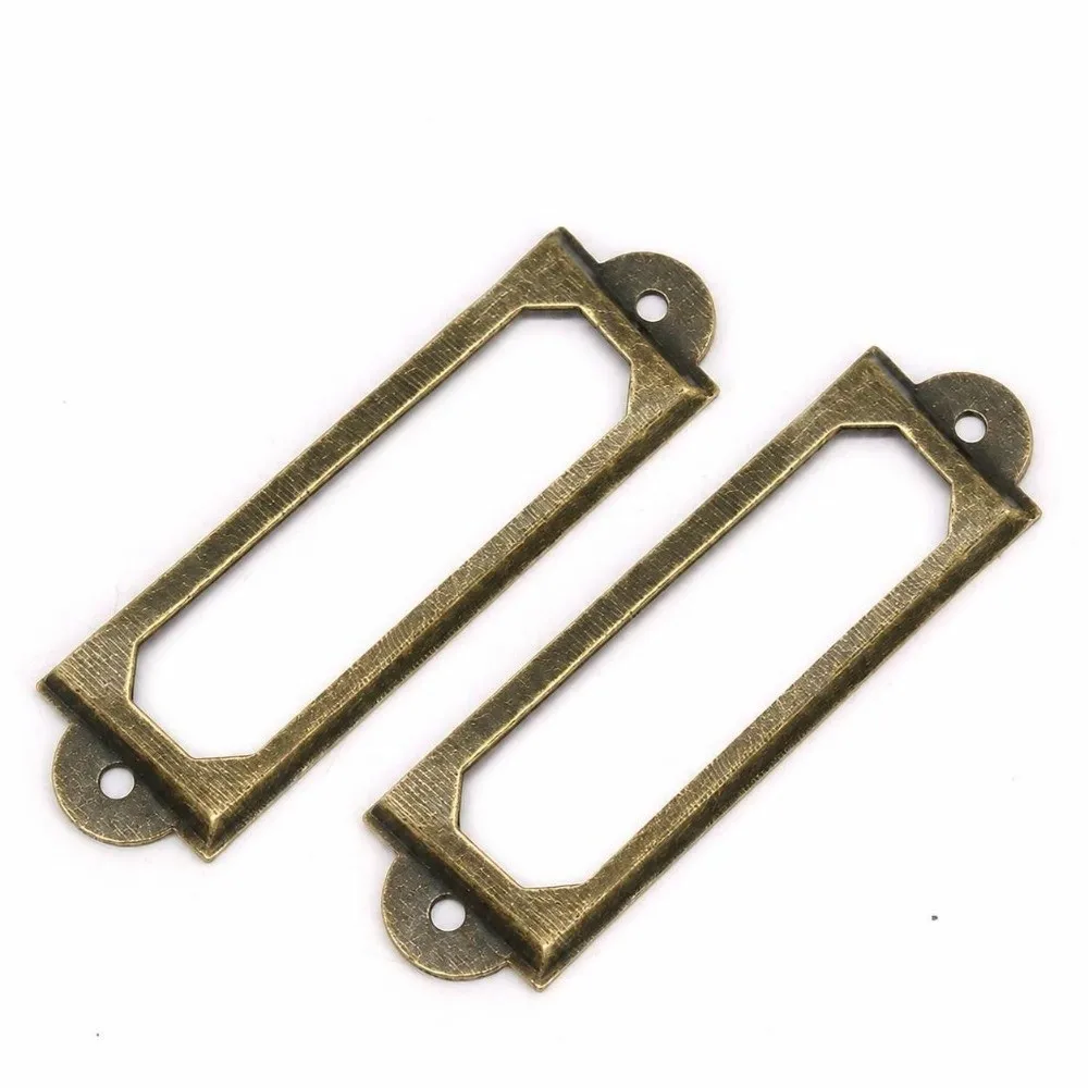 20 Pcs Metal Drawer Label Holder Rectangular Shape Multi Colors Card Insert Frame Paper Insert Slot Screw Mount Fit