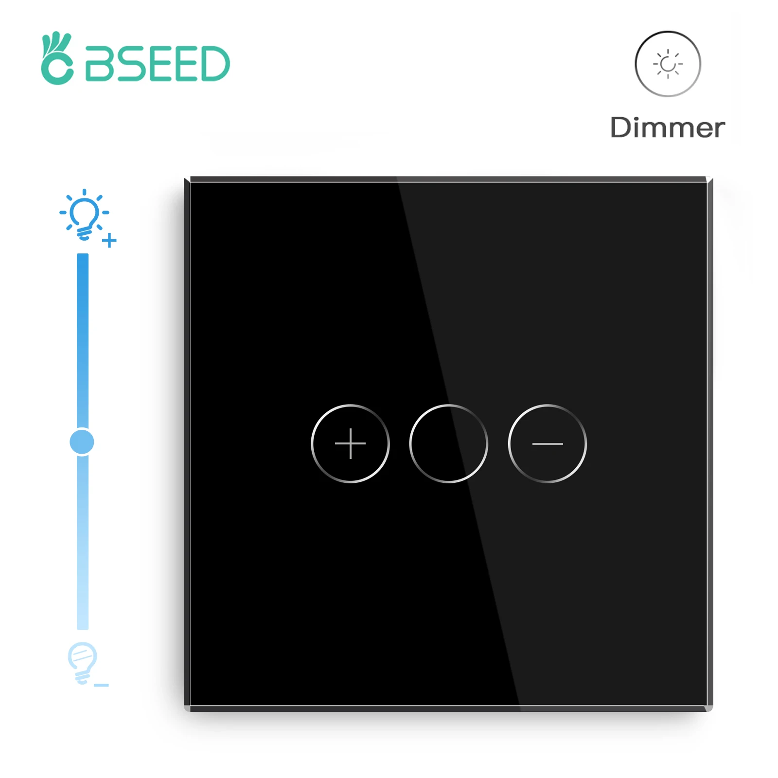 Bseed EU Standaard Touch Sensor Dimmer 1Gang 1Way Crystal Class Panel Led Dimbare Wit Zwart Dimmer met Adapter