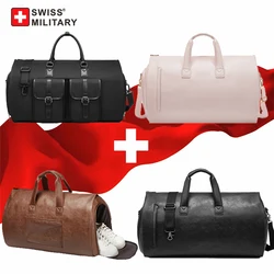 Bolsa de viaje plegable para hombre, bolso de hombro con compartimento para zapatos, estilo militar suizo, ideal para ir al gimnasio