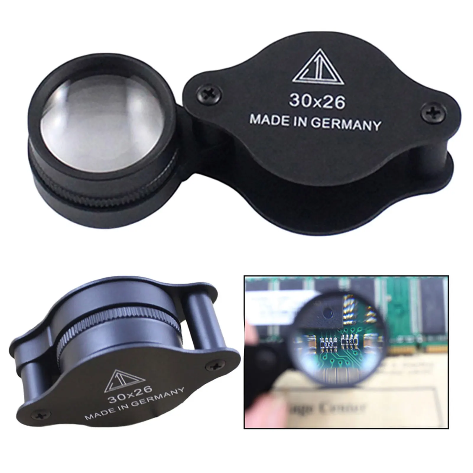 30X Magnifier Jeweler Optics Glass Microscope Handheld Practical Pocket Magnifier for Coins Stamps Jewelry Loupe