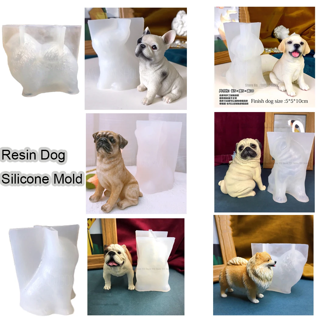 

3D Resin Bulldog Silicone Mold Car Accessorie Epoxy Mold Bulldog Pendant Auto Ornaments Resin Mold Epoxy Puppy Casting Mould