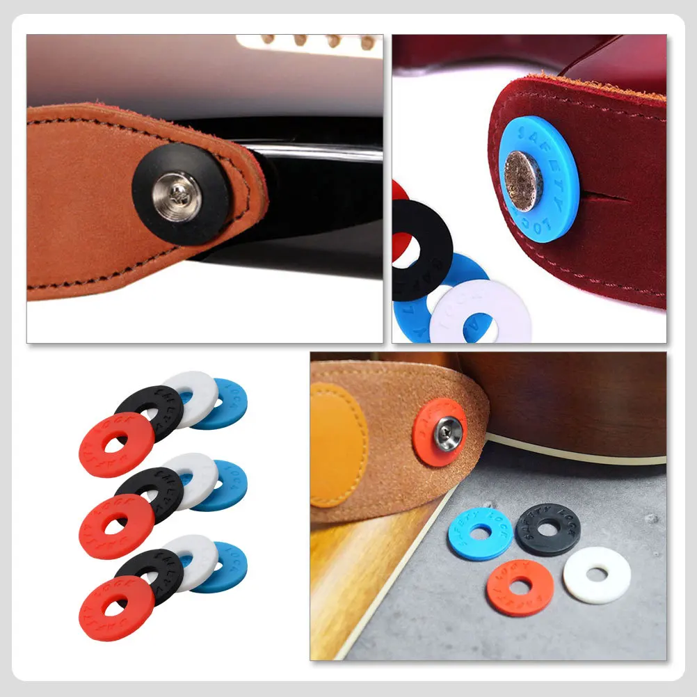 

12Pcs Guitar Strap Locks Rubber Anti-Skid Strap Button Non-Skid Bass Belt Lock for Guitar Bass Protector Replacement Parts