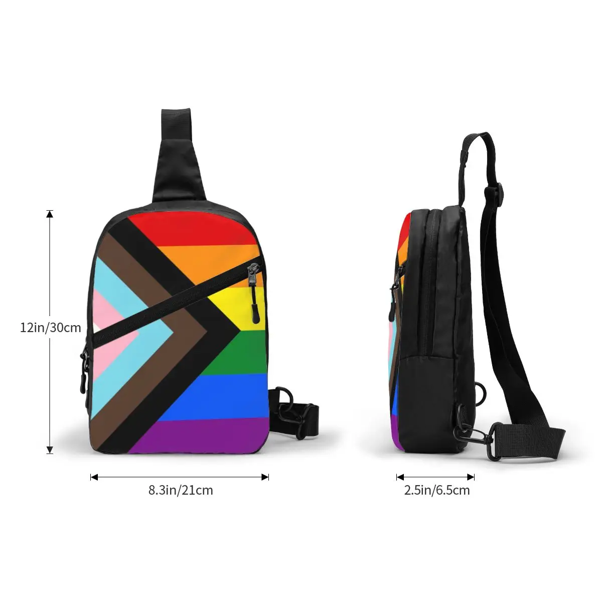 Cool LGBT Progress Pride Flag Crossbody Sling Backpack Men Gay Pride Shoulder Chest Bag for Traveling