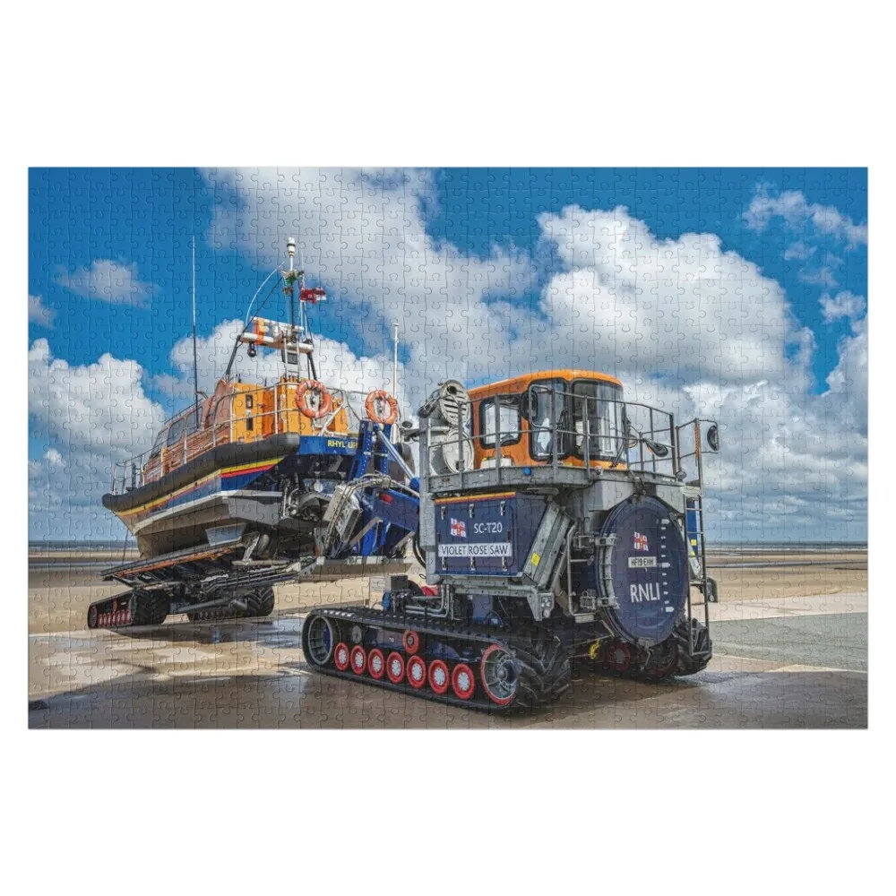 Rhyl reddingsboot lancering puzzel gepersonaliseerd kindercadeau gepersonaliseerde cadeau-ideeën houten composities voor kinderen puzzel
