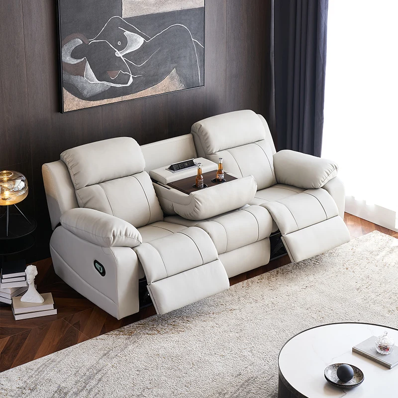 Hot Sale Leather Living Room Sofa Reclinable Massage Function Electric Recliner Sofa Chair Set
