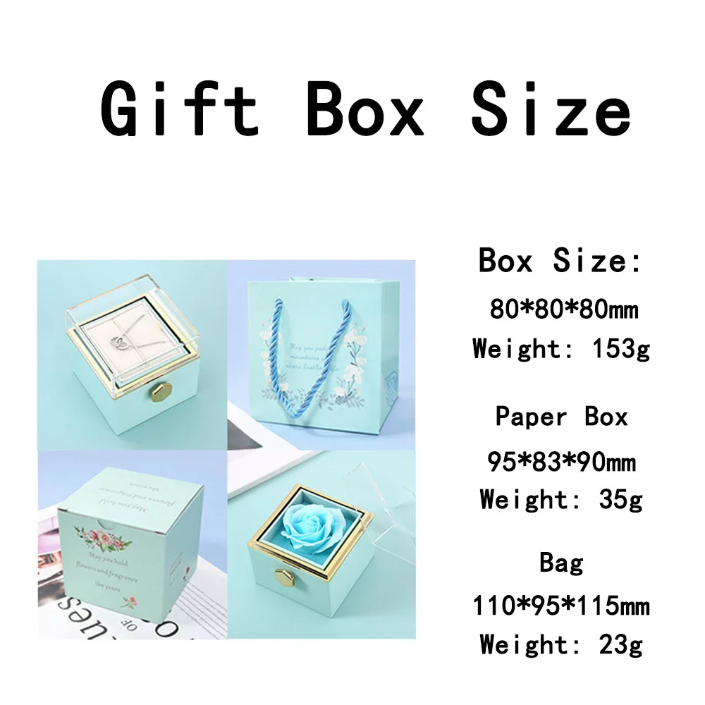 Custom Necklace 2024 New Valentine Eternal Rose Jewelry Box Rotate Wedding Pendant Necklace Storage Case for Women Girlfriend