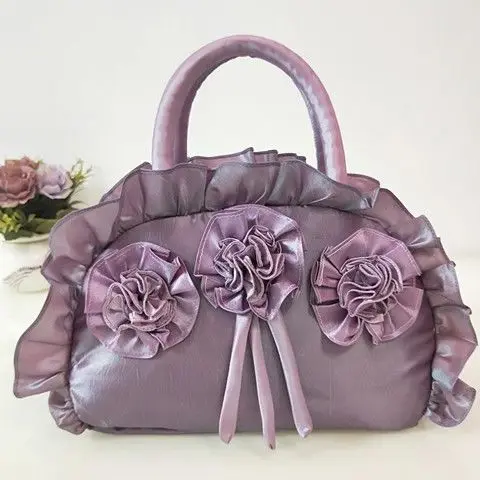 JIAERDI Gothic Purple Y2k Hand Bag Women New Dark Lolita Soft Chic Handle Purse Female Vintage Flower Cute Mini Bag Bolso Mujer