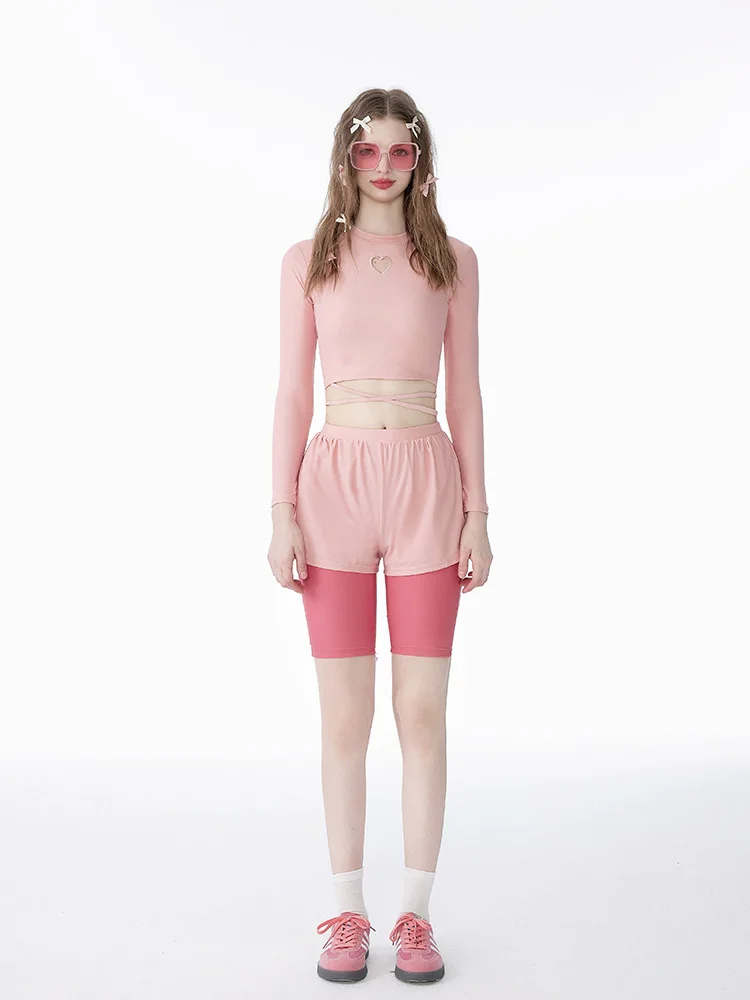 

Женский раздельный купальник с длинными рукавами и термоэффектом, комплект из двух частей с бандажными элементами, для маскарада, брендовый купальник