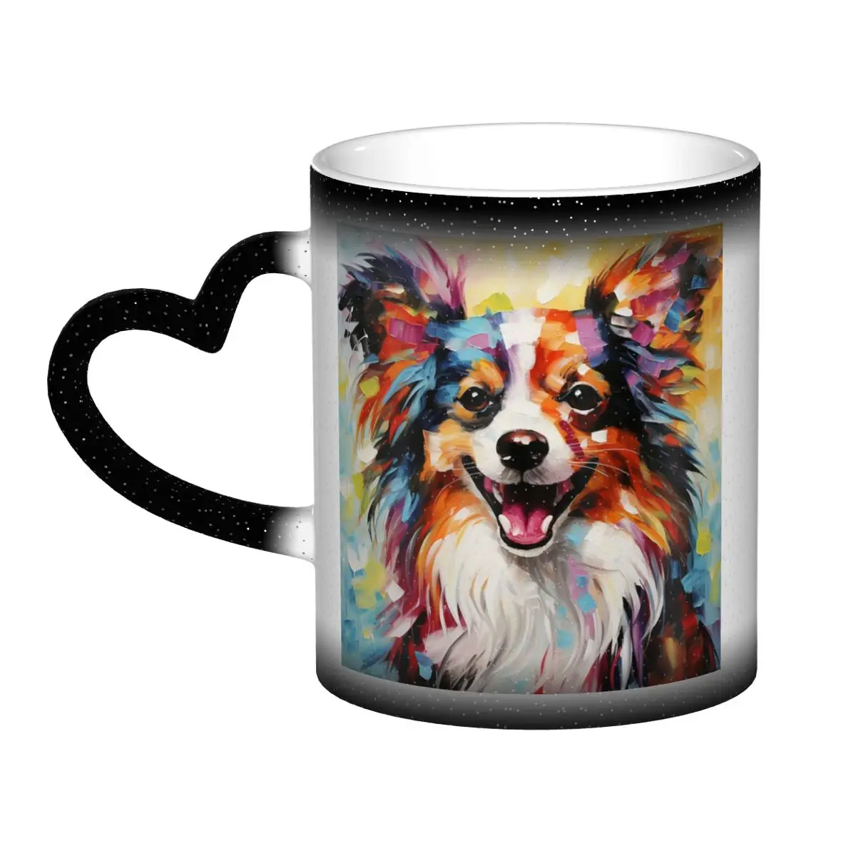 

Кружка-шедевр с собакой-папийоном, забавные керамические кофейные чашки, чайные кружки, чашка для молока, посуда для напитков, подарки для женщин и мужчин