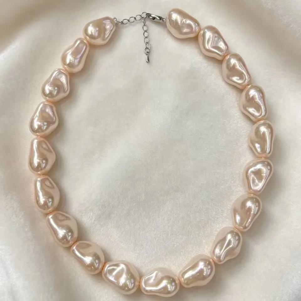 Baroque Cream Beige Shell Pearl Irregular Loose Beads, DIY Necklace Making Supplies, Faux Pearl Craft Beads for Jewelry Design