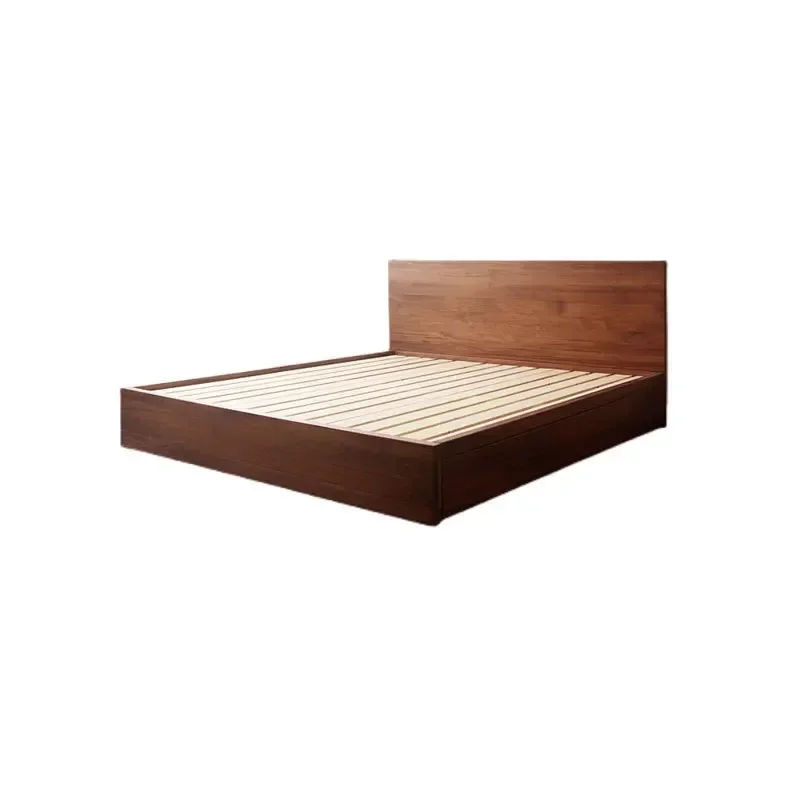 

Solid wood black walnut drawer air pressure bed, modern simple cherry wood high box storage bed