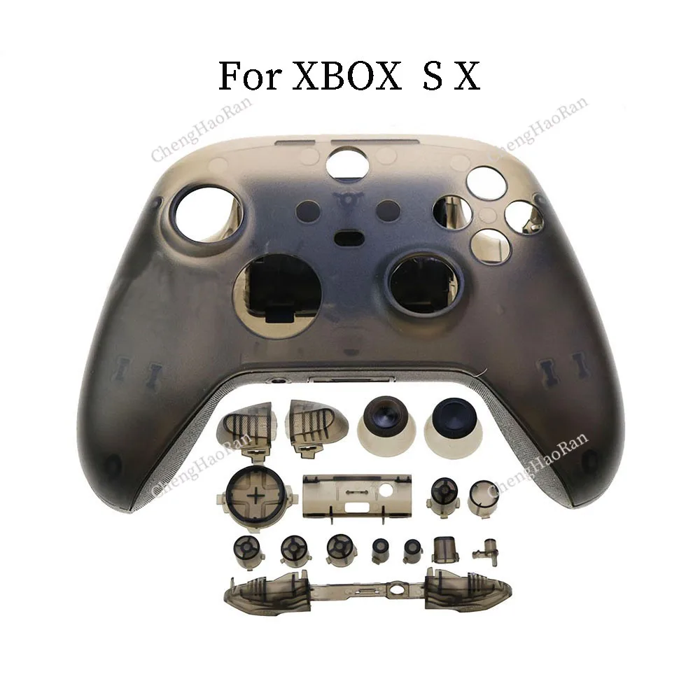 

ChengHaoRan 1set For Transparent Black Xbox Series X S Controller Front and Rear Shell with Button Game Console Repair Parts