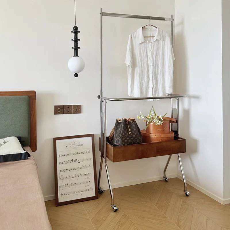 

Coat rack household removable stainless steel floor hanger bedroom simple