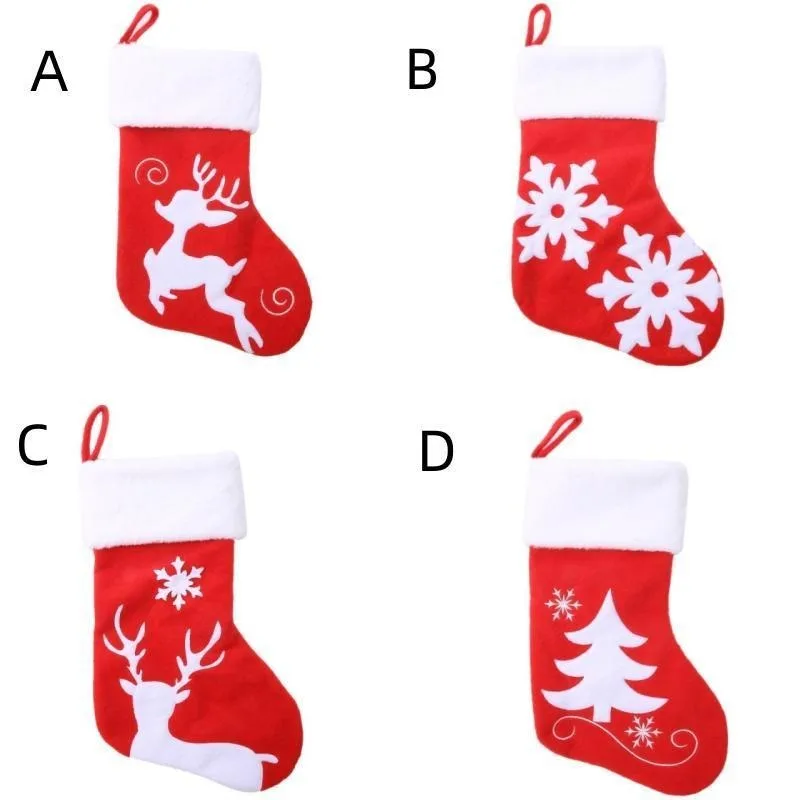 Christmas Stockings Plush Hanging Socks Portable Fireplace Ornament Cute Lovely Xmas Tree Decor Large Capacity for Christma