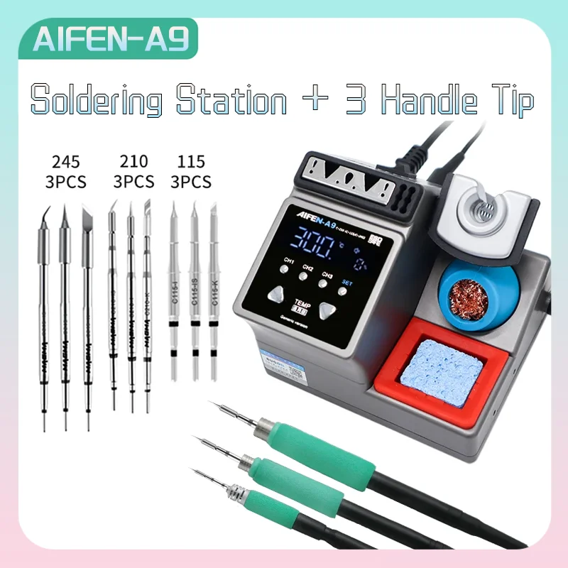 

AIFEN-A9 Soldering Station 2S Heating Solder Paste T245 C210 C115 Soldering Handle Tip for Mobile Phone Repair Welding Equipment