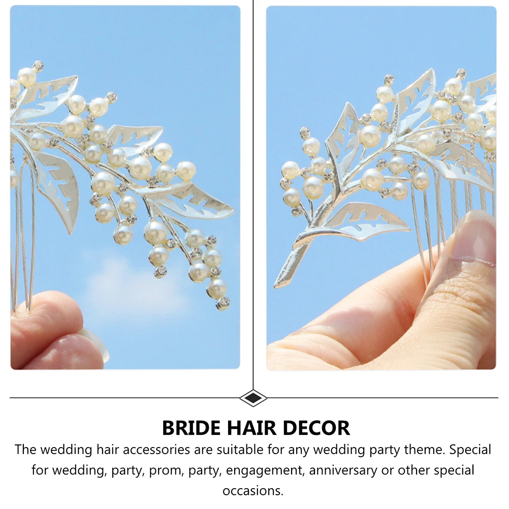 

1Pc Delicate Wedding Bridal Alloy Hair Comb With Pearl And Rhinestone Decorations For Special Occasions