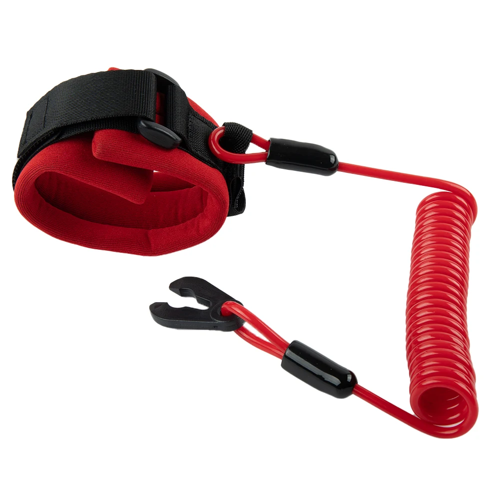 Cordón de muñeca flotante rojo y negro para Kawasaki Jet Ski, cordón de PU duradero con hebilla de aleación de aluminio MPN:-3809 92072, 92072-3816, 1 unidad