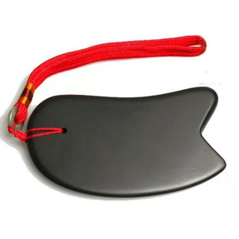 Factory Wholesale Stone Scrapping Plate Black and Red Stone Knife-Shaped Scrapping Plate Gua Sha Scraping Massage Tool Scraper