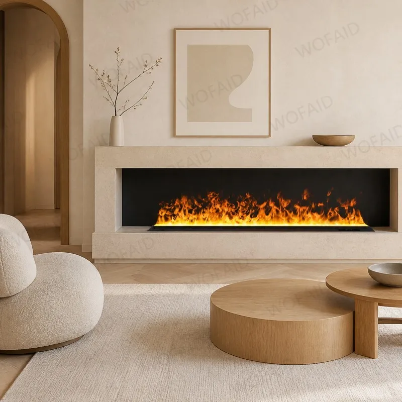 WOFAID 3D Water Vapor Electric Fireplace Firebox Realistic Mist Flame Crackling Sound Smart App Control Silent Indoor Fireplace