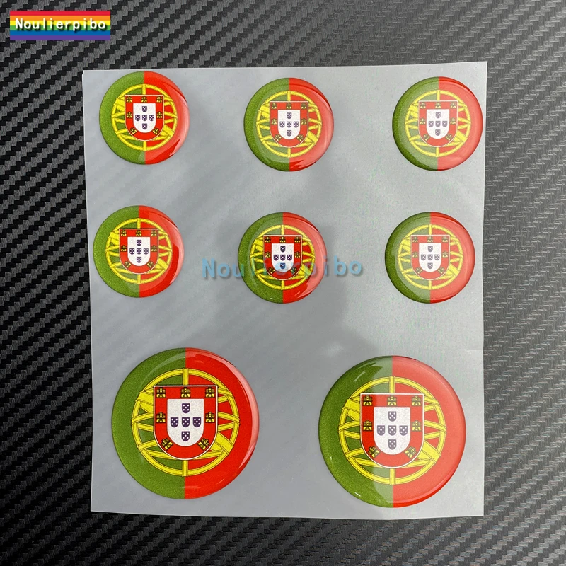 8 Piece Set Portugal Gel Dome Resin Sticker 3D Car Sticker Logo PVC Motorcycle Helmet Car Off-Road Bike Phone Sticker