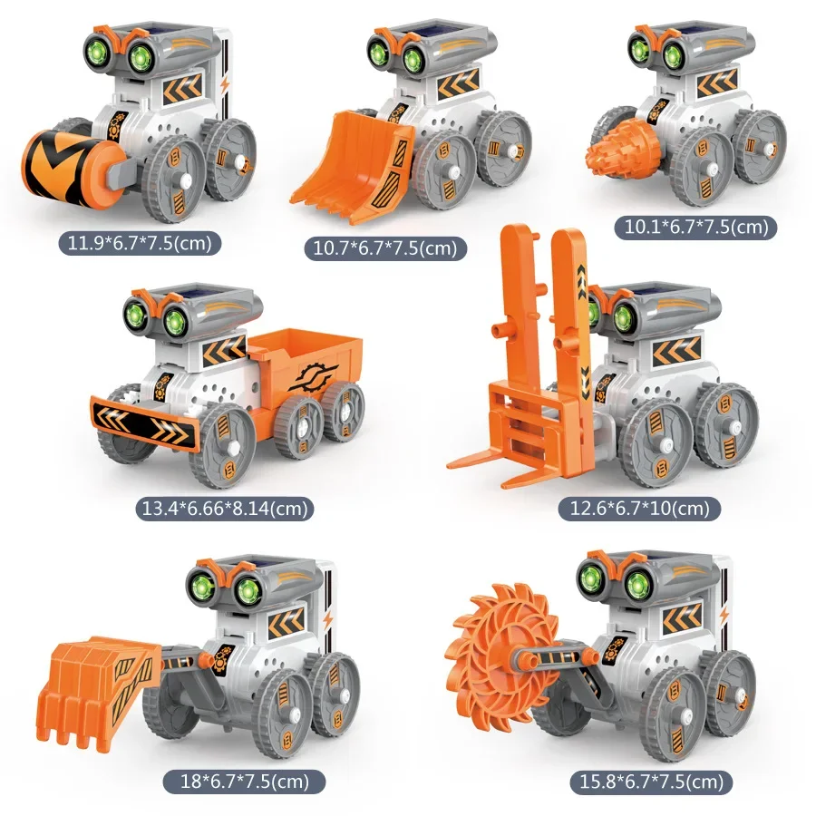 Robô solar diy montagem brinquedo 7-em-1 modo de acionamento duplo engenharia inteligente robô elétrico brinquedo para crianças educação brinquedos presentes
